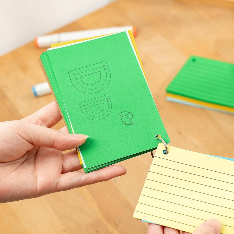 PENPRIS 500PCS Colored Index Cards with Rings - 10 Colours 10 Sets 5"x3" One Side Lined One Side Blank - Revision/Record/Flash Note/Study Cards/Memo Scratch Pads/to Do List for Office School Home PAP06MX500 - Image 5