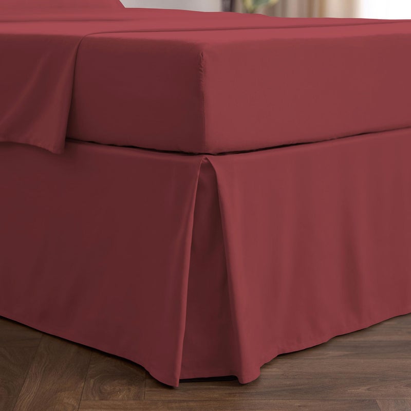 Mellanni Bed Skirt King Size - Bed Skirting - 15-Inch Tailored Drop Pleated Dust Ruffle - Hotel Luxury Bedding - Wrinkle, Fade, Stain Resistant - 1 Bedskirt (King, Brick Red) - Image 1