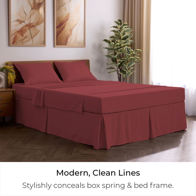 Mellanni Bed Skirt King Size - Bed Skirting - 15-Inch Tailored Drop Pleated Dust Ruffle - Hotel Luxury Bedding - Wrinkle, Fade, Stain Resistant - 1 Bedskirt (King, Brick Red) - Image 5