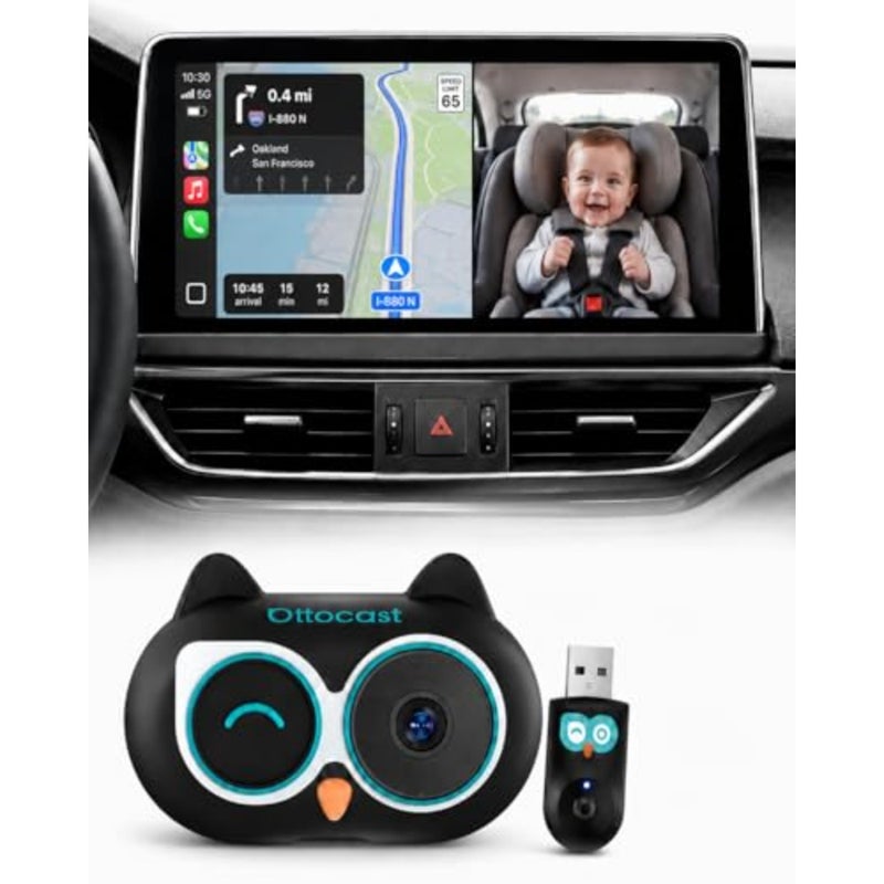 Baby Car Camera 2026 Wireless CarPlay Adapter For In-Car Monitoring Black No Android Support - Image 1