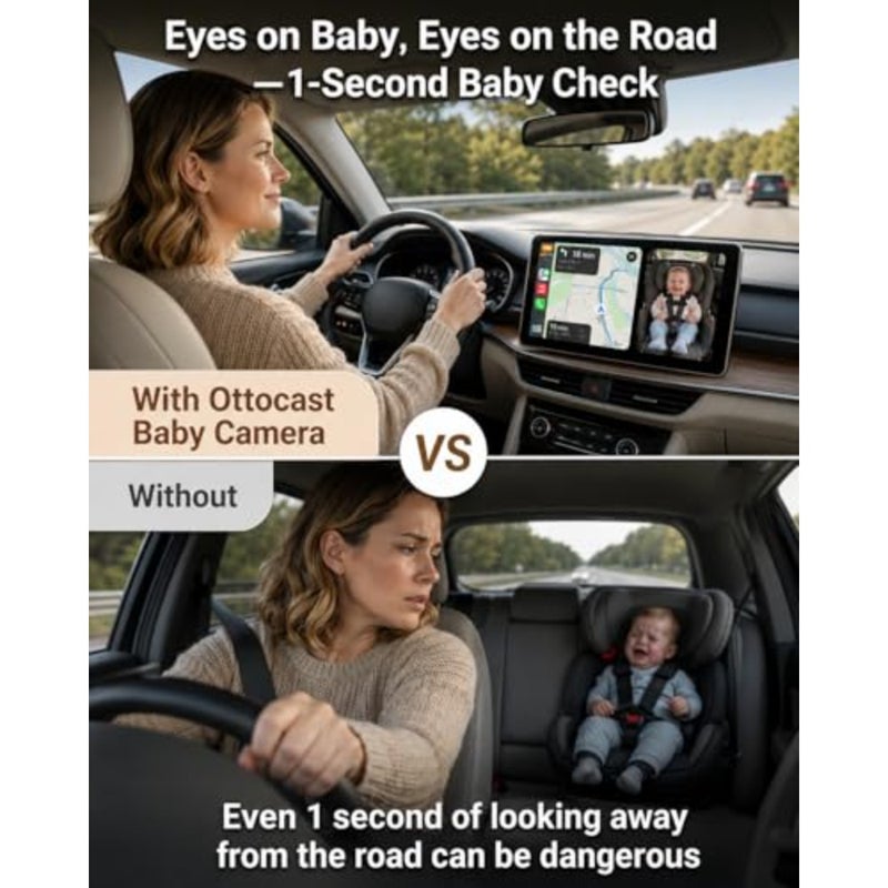Baby Car Camera 2026 Wireless CarPlay Adapter For In-Car Monitoring Black No Android Support - Image 2