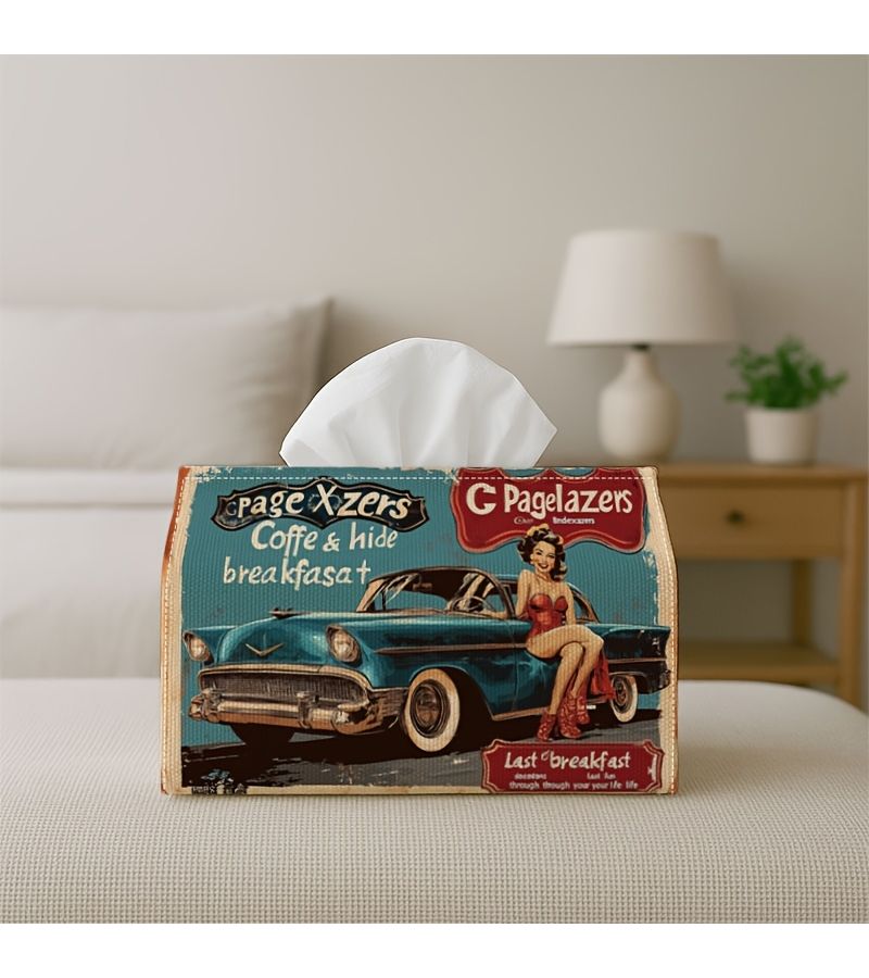 علبة مناديل بتصميم دينر كلاسيكي vintage للسيارات، مقاس 18×11×13 سم، ديكور للمنزل والمطبخ والسيارة - Image 5