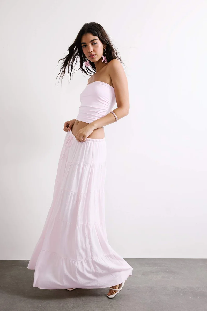 ديفاكتو Fitted Strapless Pink Top