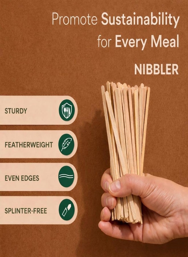 Nibbler أعواد تقليب القهوة من نيبلر [140 مم، عبوة من 500 قطعة] | أعواد تقليب الشاي والمشروبات من خشب البتولا للاستخدام مرة واحدة | أعواد خلط خشبية صديقة للبيئة للقهوة الباردة والكوكتيلات والمشروبات سريعة التحضير والمشروبات المخفوقة (500 قطعة) - Image 2