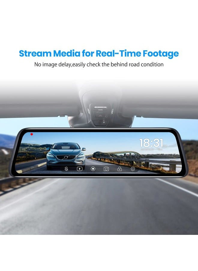 AUTO-VOX 9.35''1080P OEM Rear View Mirror Camera, Recording Wide View Back Up Camera for Cars, Smart Full Touch Screen Stream Media Backup Camera with Super Night Vision for Trucks,Vans, SUVS (T9) - Image 3