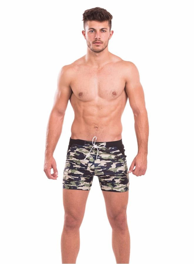 Taddlee Men Swimwear Swimsuits Swim Boxer Bikini Surfing Board Trunk Camo Shorts, Green, M - Image 2