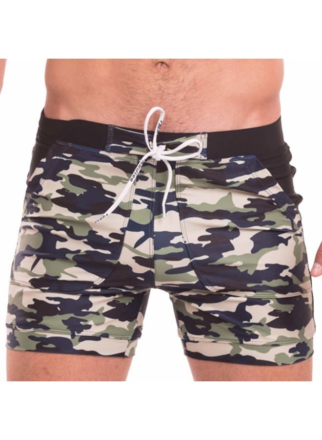 Taddlee Men Swimwear Swimsuits Swim Boxer Bikini Surfing Board Trunk Camo Shorts, Green, M - Image 1