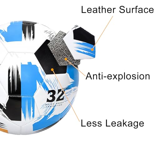 NBSPT Soccer Ball Size 3 4 5 Boys Girls Youth Adults Practice Training Gift Pump Needle Football Kicking Soft Leather Anti Explosion Coach Family Fun Backyard Playground - Image 3