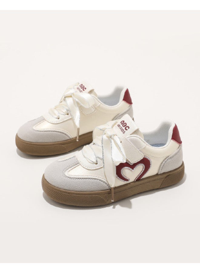 abckids Lightweight Soft-sole Sneakers】new 2025 Autumn Retro White Shoes For Girls, Children's Casual Sports Shoes - Image 1