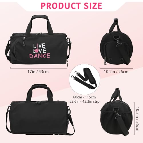 kilofly LIVE LOVE DANCE Girls Ballet Sports Gym Duffel Bag Travel Carry On 16.5 inch - Image 2