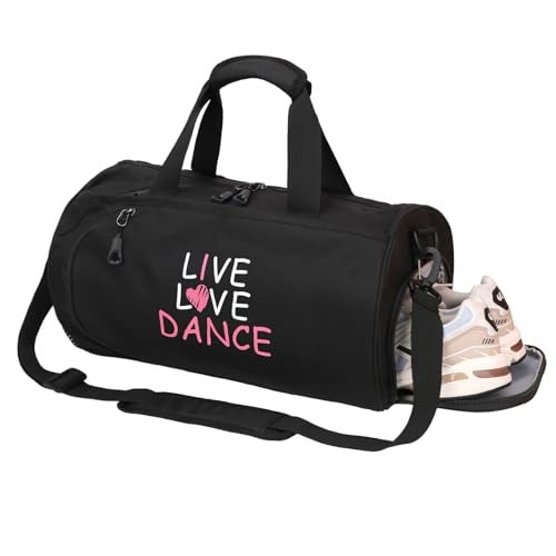 kilofly LIVE LOVE DANCE Girls Ballet Sports Gym Duffel Bag Travel Carry On 16.5 inch - Image 1