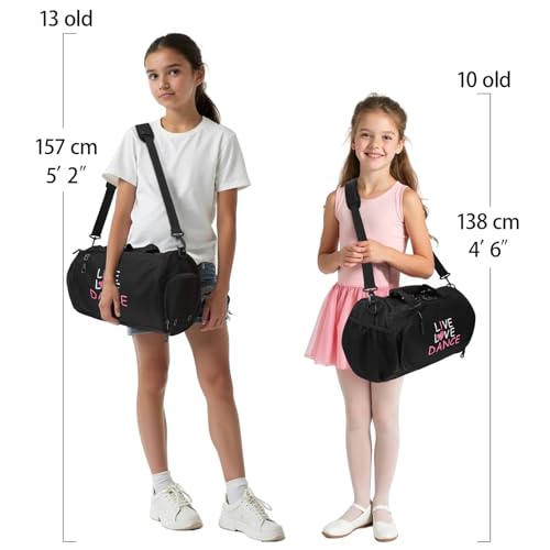 kilofly LIVE LOVE DANCE Girls Ballet Sports Gym Duffel Bag Travel Carry On 16.5 inch - Image 3