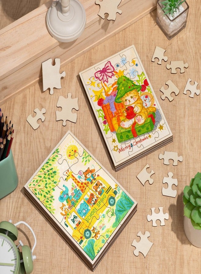 Seenelling 20 Pack Blank Wooden Puzzles to Draw on 5.5 x 8 Inch, 28 Pieces and 12 Pieces Blank Wooden Puzzles for DIY Activities, Arts and Crafts or Party Favors - Image 2