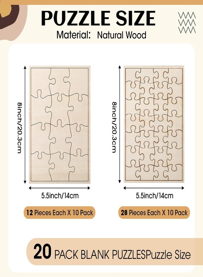 Seenelling 20 Pack Blank Wooden Puzzles to Draw on 5.5 x 8 Inch, 28 Pieces and 12 Pieces Blank Wooden Puzzles for DIY Activities, Arts and Crafts or Party Favors - Image 3