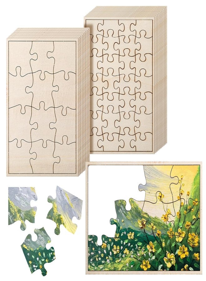 Seenelling 20 Pack Blank Wooden Puzzles to Draw on 5.5 x 8 Inch, 28 Pieces and 12 Pieces Blank Wooden Puzzles for DIY Activities, Arts and Crafts or Party Favors - Image 1