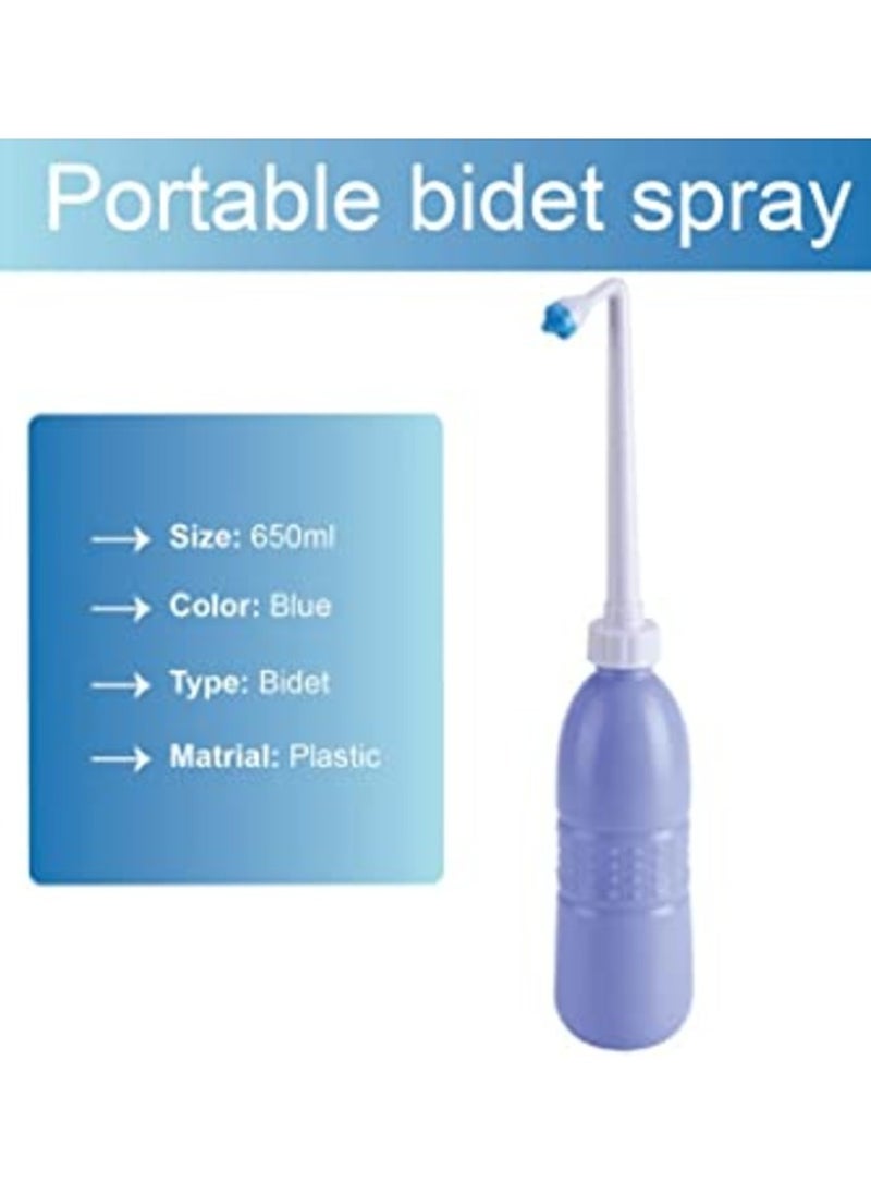 MIRFA Portable large capacity 650 ml bottle for travel toilets with a hand-held water spray Shattaf - Blue color - Plastic bidet type  - Image 2