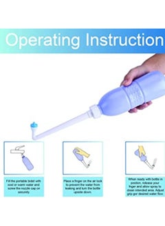 MIRFA Portable large capacity 650 ml bottle for travel toilets with a hand-held water spray Shattaf - Blue color - Plastic bidet type  - Image 4