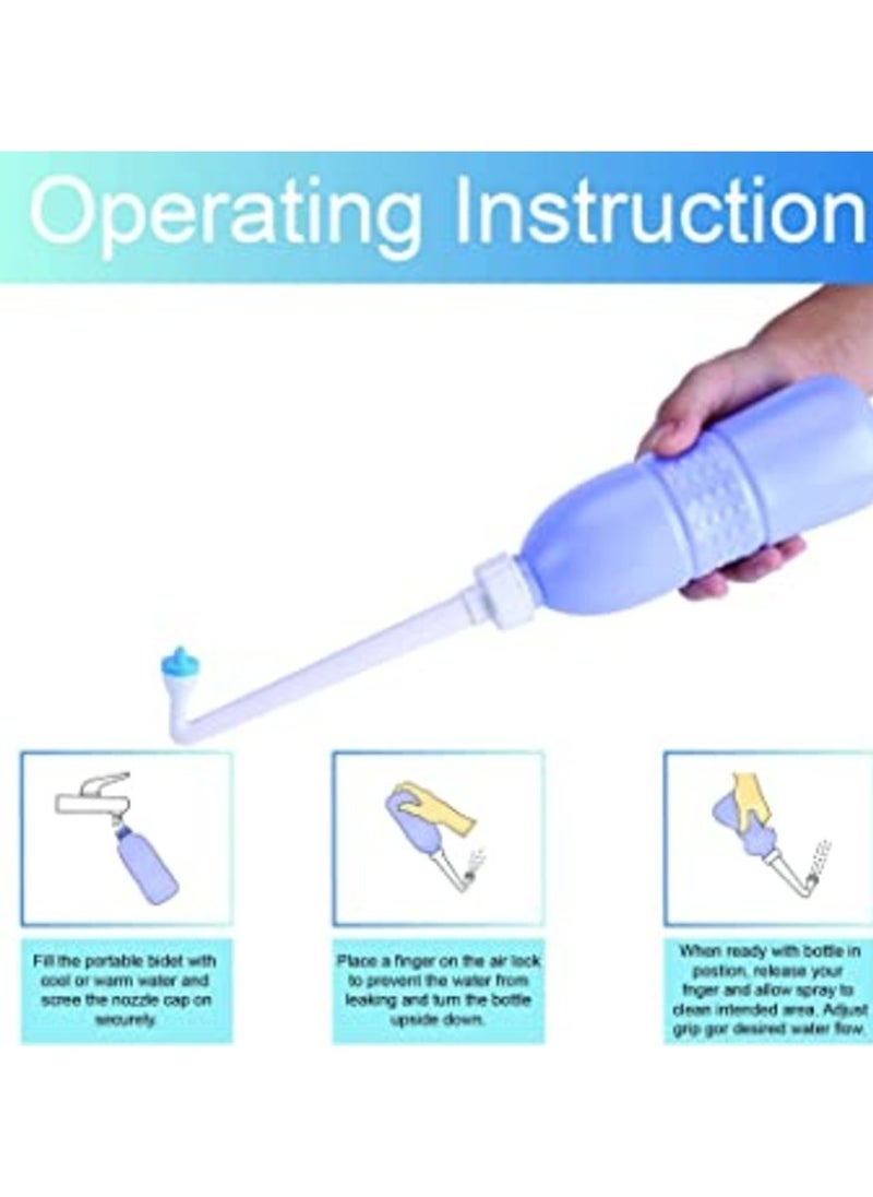 MIRFA Portable large capacity 650 ml bottle for travel toilets with a hand-held water spray Shattaf - Blue color - Plastic bidet type  - Image 4