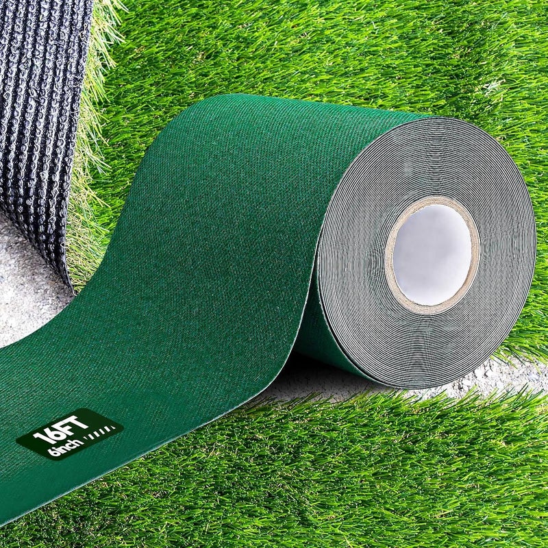 Inchoco Single-Sided Artificial Grass Seam Tape 6 Inch Width x 192 Inch Long Self-Adhesive Seaming Turf Tape for Connecting Green Lawn Mat Rug, Bonding Fake Grass or Outdoor Carpets - Image 1