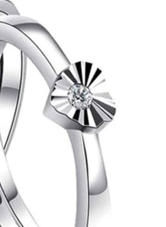 Silver Plated Rhinestone Studded Couple Rings - Image 3
