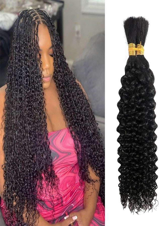 Amella Curly Human Braiding Hair for Boho Braids Bohemian Water Wave Bulk 100% Human Hair for Micro Braiding Hair Wet and Wavy Boho Knotless Braids Hair No Weft 2 Bundles 100g Natural Color - Image 1