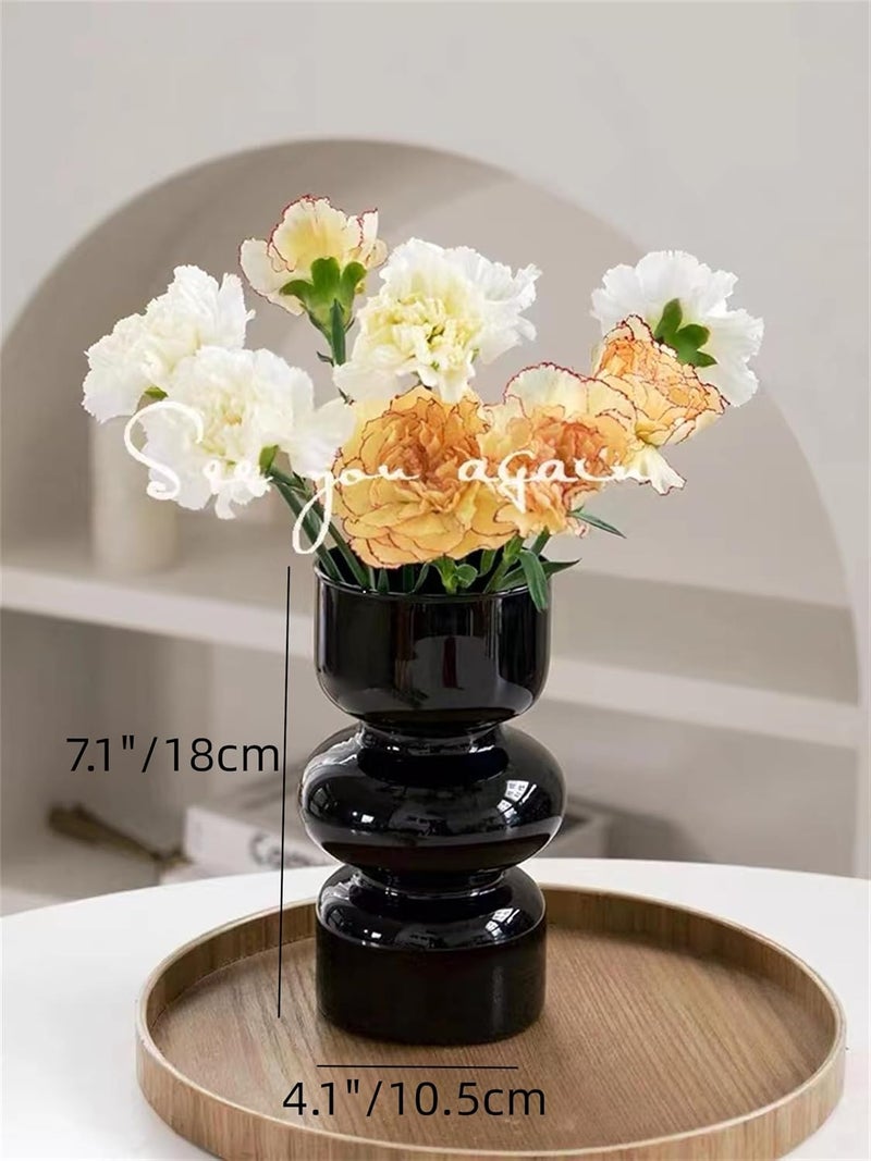 JSPYFITS مزهريات عصرية من إنستغرام، مزهرية زجاجية مائية للزهور، مزهرية توليب، مزهرية زجاجية فقاعية للزهور، مزهرية زجاجية ثلاثية الطبقات للديكور، مزهرية زجاجية هندسية للمنزل، المكتب، حفلات الزفاف، الحفلات (أسود) - Image 3