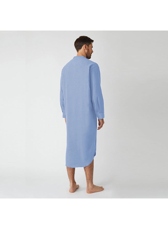 عباية - بيجاما نوم رجالية طويلة - رمادي، مقاس XL - ملابس نوم، ملابس استرخاء مريحة، رداء قطني ناعم، ملابس منزلية، ثوب نوم - Image 4