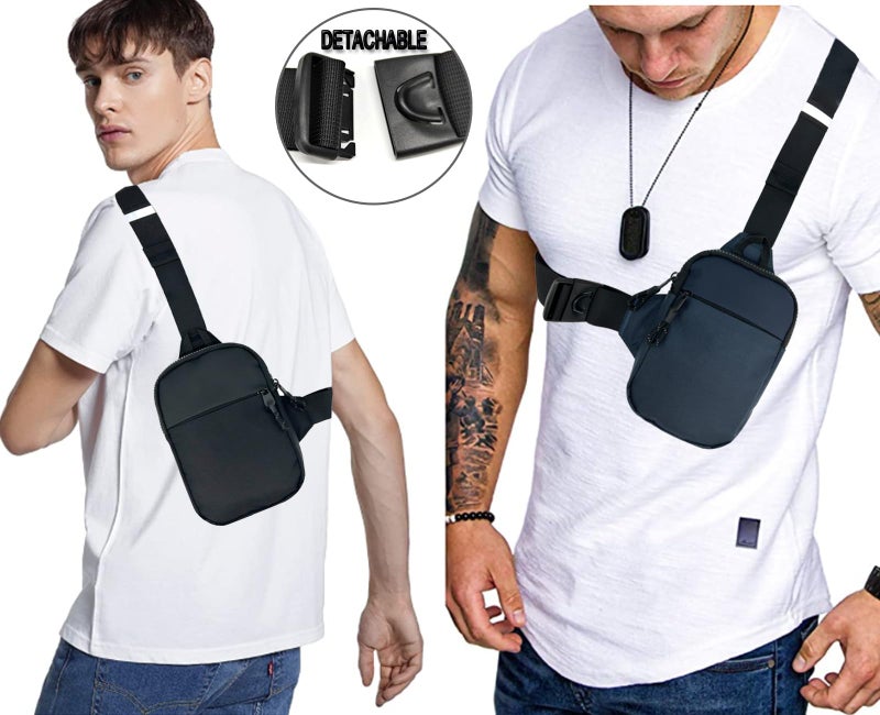 LKEX Mini Sling Bag Men Small Crossbody Bag Women Fanny Packs Casual Personal Pocket Bag Backpack Phone Chest Bag (Blue-Mini（L*w*h=13 * 3 * 19cm）) - Image 4