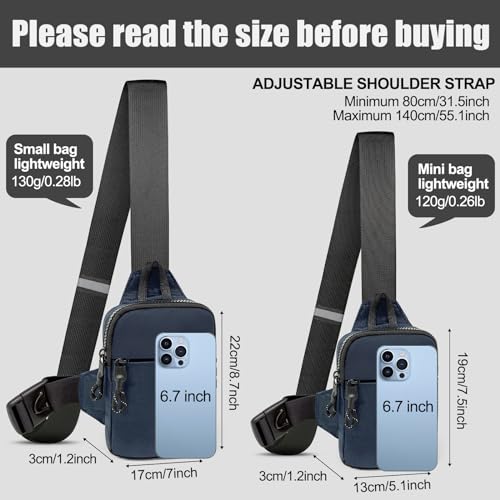 LKEX Mini Sling Bag Men Small Crossbody Bag Women Fanny Packs Casual Personal Pocket Bag Backpack Phone Chest Bag (Blue-Mini（L*w*h=13 * 3 * 19cm）) - Image 2