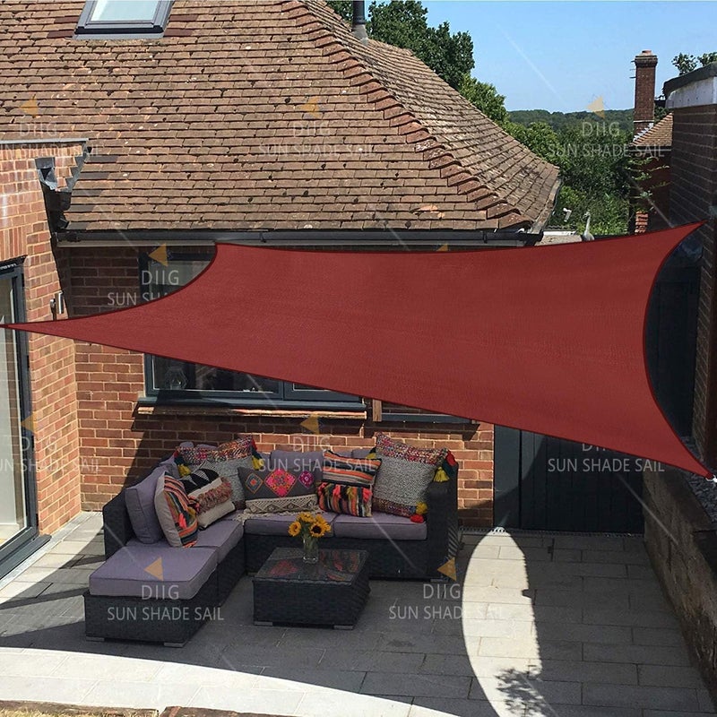DIIG Patio Sun Shade Sail Canopy, 6' x 8' Rectangle Shade Cloth Block Sunshade Fabric - Outdoor Cover Awning Shelter for Pergola Backyard Garden Yard (Red Color) - Image 1