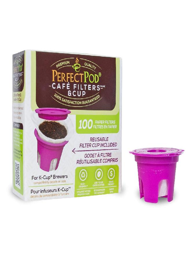 Perfect Pod Cafe Filters & Cup Reusable Coffee Pod Starter Pack - Compatible with Keurig and Select Single Cup Coffee Machines - Image 1