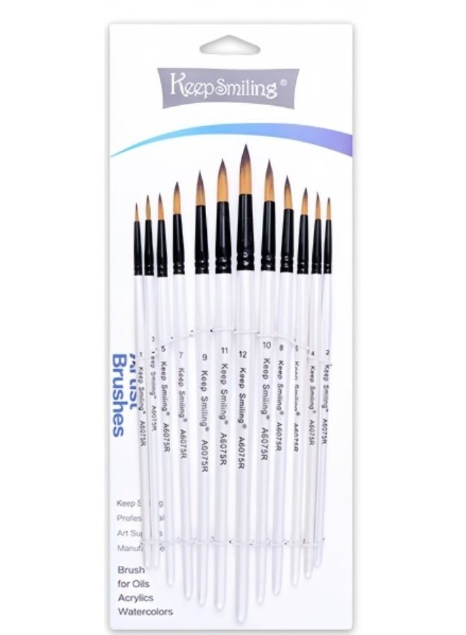Keep Smiling 12PCS Professional Artist Brush Set for Oil, Acrylic & Watercolor - Image 1