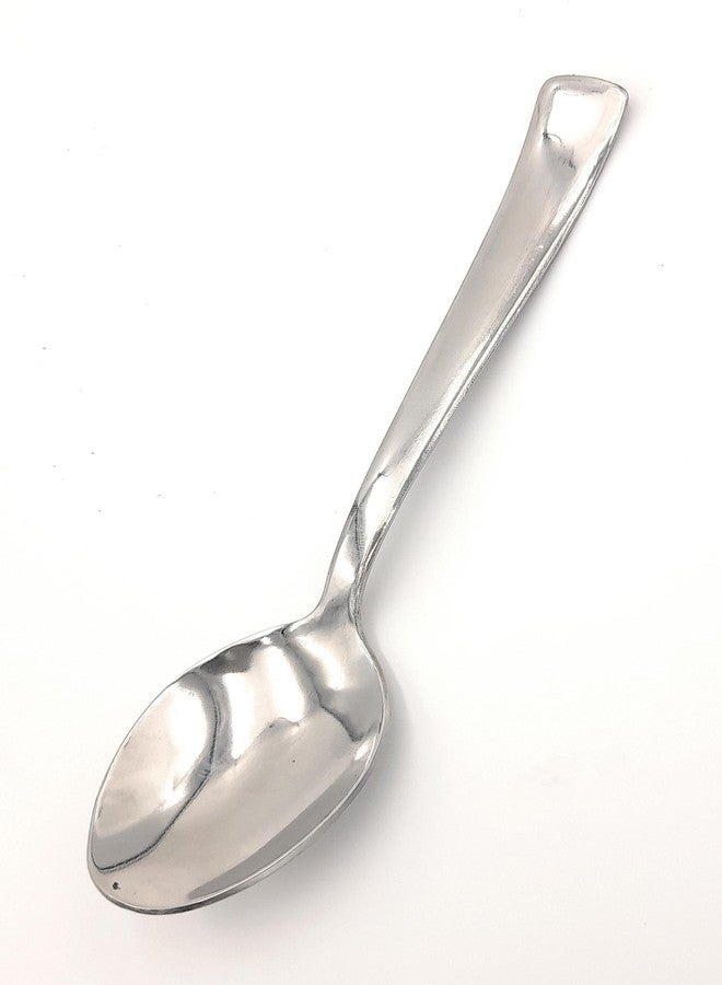 SHLINCO Steel Dessert Spoon Set for Home/Kitchen/Dining, Combo of 6 Pieces, Silver (Round Edge), Embroidered Design Handel [ 16CM Long ], [3.5 CM Brode ] Steel Serving Spoon Set (Pack of 6) - Image 5