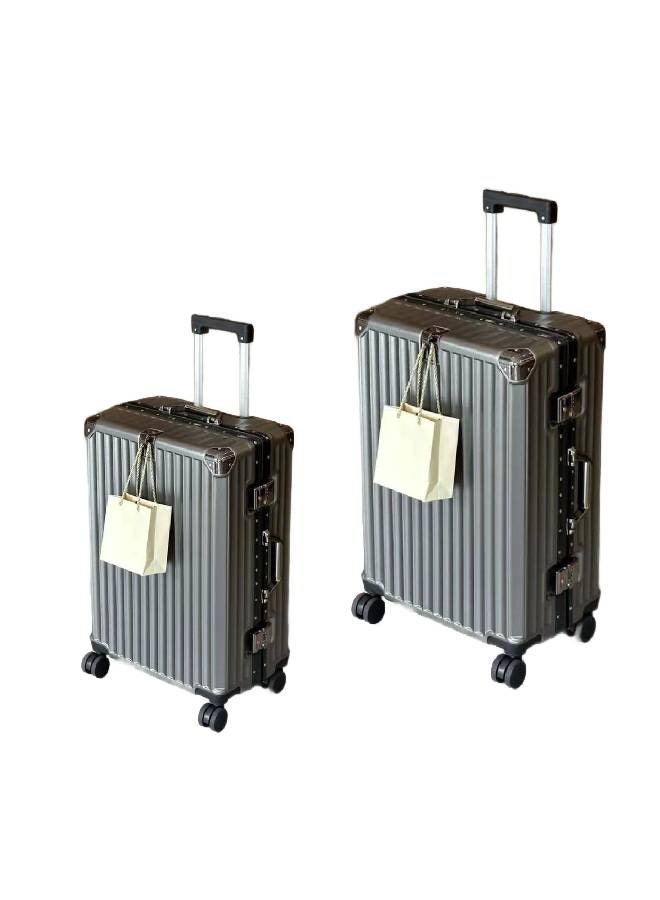NKX Grey Vintage-Style Hardshell Spinner Luggage frame PC set 2 Inchs 22 26  - Image 1