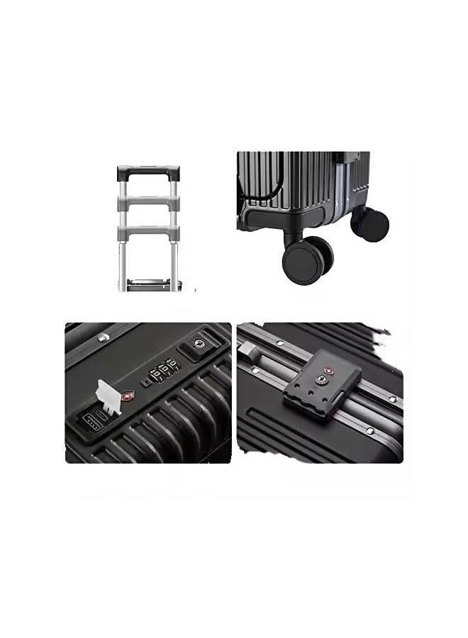 NKX Grey Vintage-Style Hardshell Spinner Luggage frame PC set 2 Inchs 22 26  - Image 5
