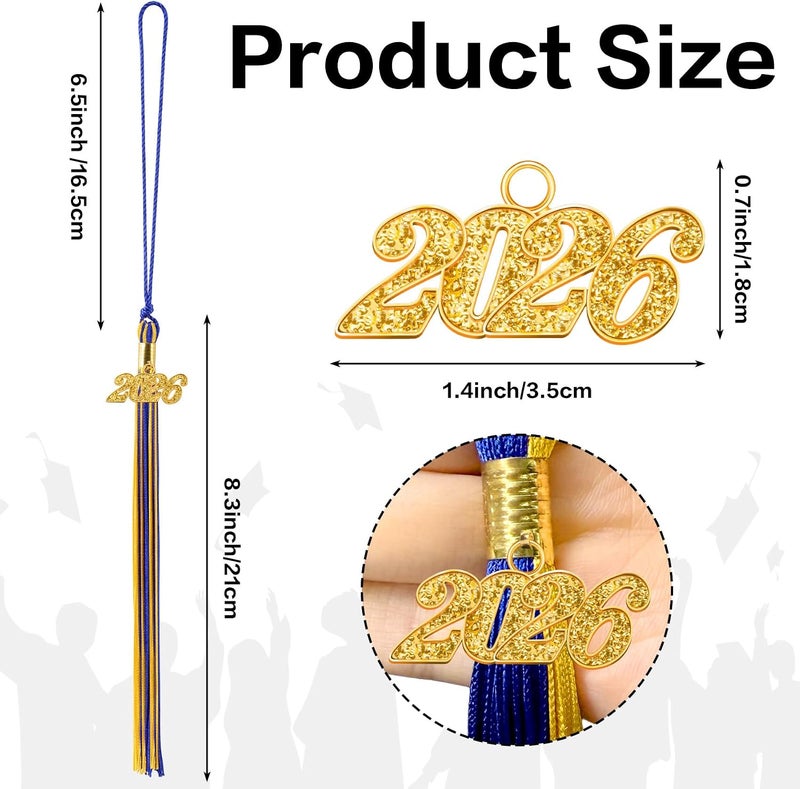 RHOttbiy 2026 Graduation Tassel, 2026 Tassel Graduation, 2026 Tassels for Graduations Cap with 2026 Year Gold Charms for Graduate Cap,Blue Gold Graduations Tassels for Class of 2026 Grad Ceremonies Accessories - Image 3