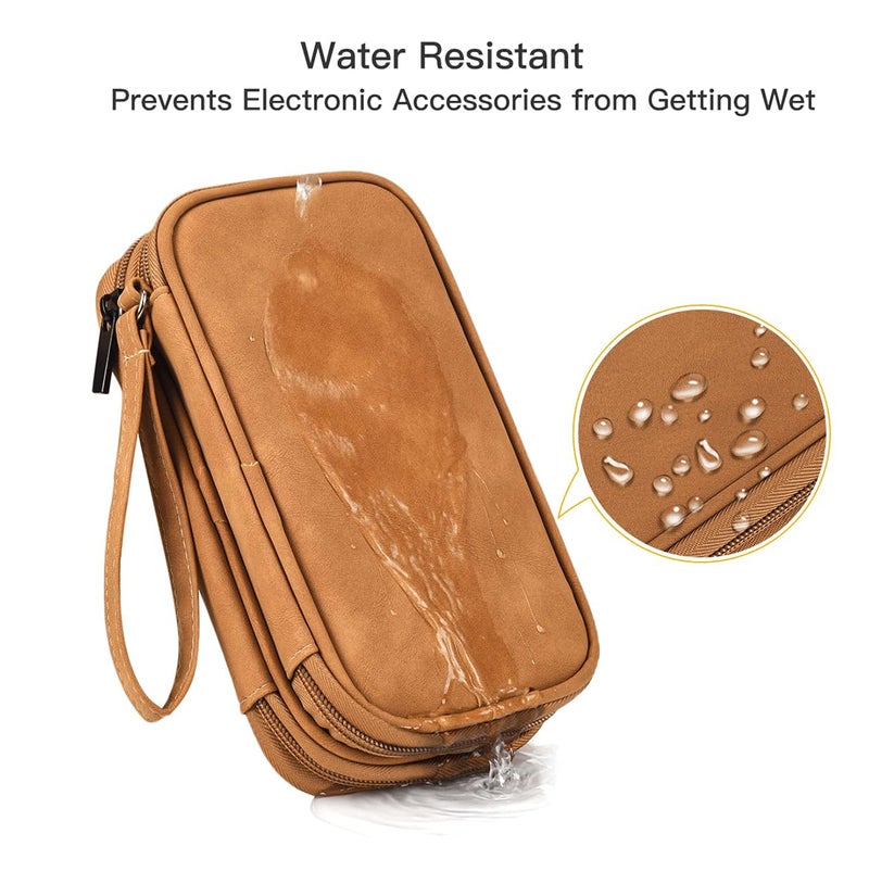 CAAORDKSO Travel Cable Organizer Pouch Electronic Accessories Carry Case Water Resistant Accessories Organizer Pouch Bag for Cable, Cord, Charger, USB, Phone, Power Bank, Earphone (Brown, Medium) - Image 4