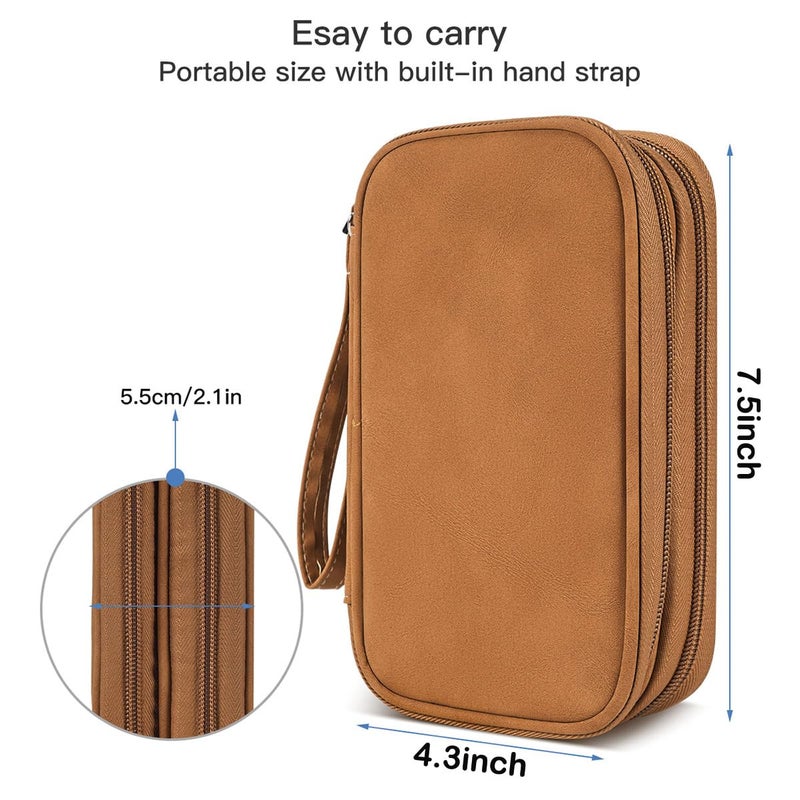 CAAORDKSO Travel Cable Organizer Pouch Electronic Accessories Carry Case Water Resistant Accessories Organizer Pouch Bag for Cable, Cord, Charger, USB, Phone, Power Bank, Earphone (Brown, Medium) - Image 2
