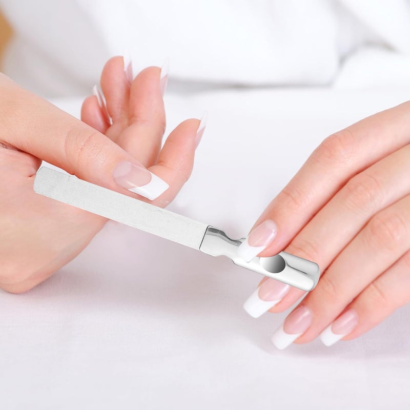 Dimeho Stainless Steel Nail File Double Sided Metal Fingernail File with Anti-Slip Handle and Leather Case Heavy Duty Reusable Manicure Files Nails Easily for Natural Nails Home Salon or Travel Use - Image 5