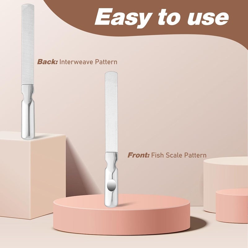Dimeho Stainless Steel Nail File Double Sided Metal Fingernail File with Anti-Slip Handle and Leather Case Heavy Duty Reusable Manicure Files Nails Easily for Natural Nails Home Salon or Travel Use - Image 3