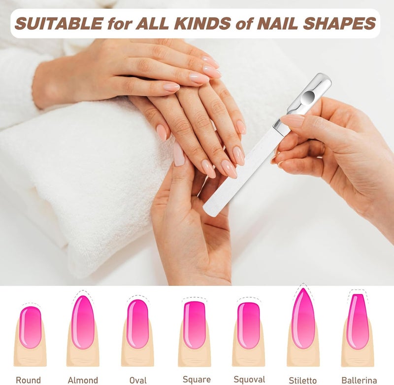 Dimeho Stainless Steel Nail File Double Sided Metal Fingernail File with Anti-Slip Handle and Leather Case Heavy Duty Reusable Manicure Files Nails Easily for Natural Nails Home Salon or Travel Use - Image 4