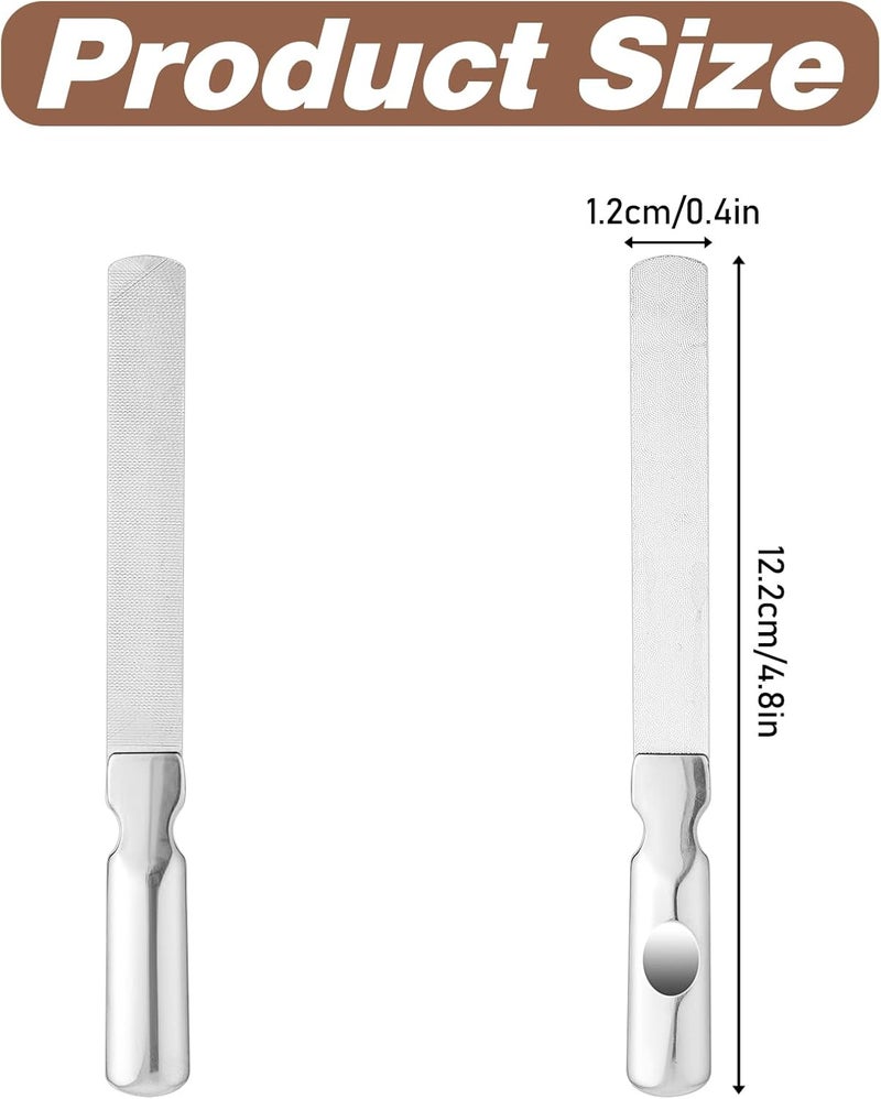 Dimeho Stainless Steel Nail File Double Sided Metal Fingernail File with Anti-Slip Handle and Leather Case Heavy Duty Reusable Manicure Files Nails Easily for Natural Nails Home Salon or Travel Use - Image 2