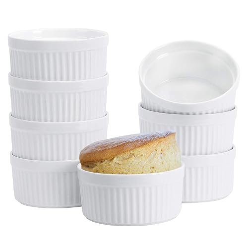 GPYG Ramekins 8 Oz Set Of 8 Porcelain Souffle Dishes For Creme Brulee Custard Lava Cakes Pudding Flan Mini Desserts - Oven Safe - Image 2
