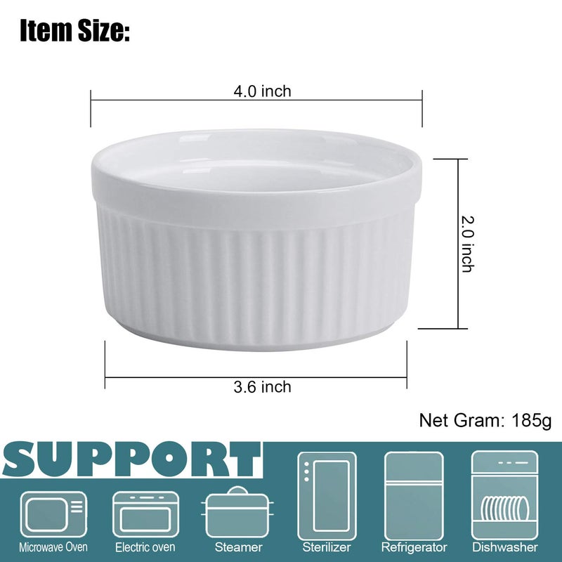 GPYG Ramekins 8 Oz Set Of 8 Porcelain Souffle Dishes For Creme Brulee Custard Lava Cakes Pudding Flan Mini Desserts - Oven Safe - Image 4