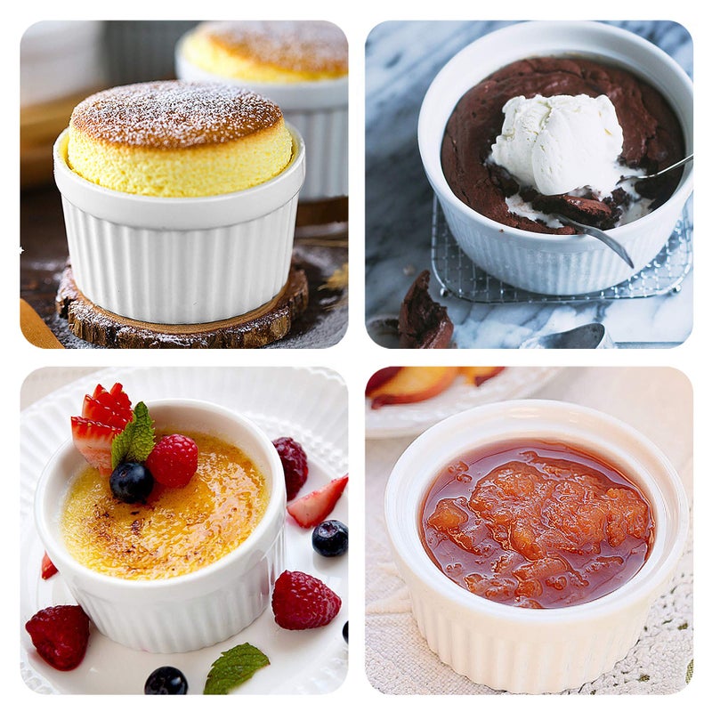 GPYG Ramekins 8 Oz Set Of 8 Porcelain Souffle Dishes For Creme Brulee Custard Lava Cakes Pudding Flan Mini Desserts - Oven Safe - Image 5