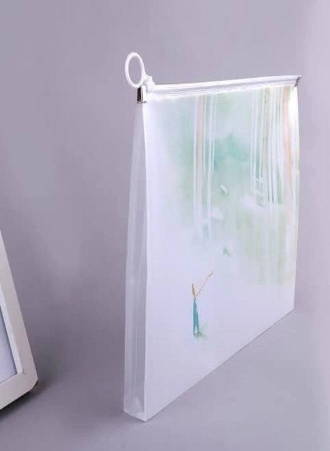 Mallexo Plastic Zipper Envelope Bag A4 Thickened File Organizer, Fashion Office Document Clutch Paper Folder Bag Transparent File Folder Storage Pouch Case Design Stationary 6PC (A4_File_Folder) - Image 1