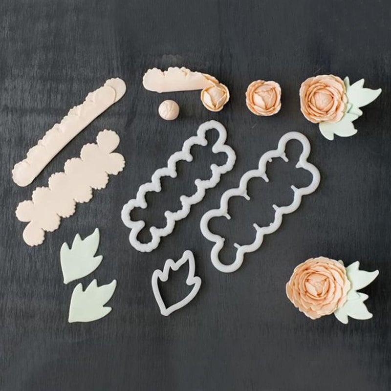 JoyGlobal 3 PieceSet Peony with Leaf Cutter Fondant Cake Decorating DIY Tool - Image 1
