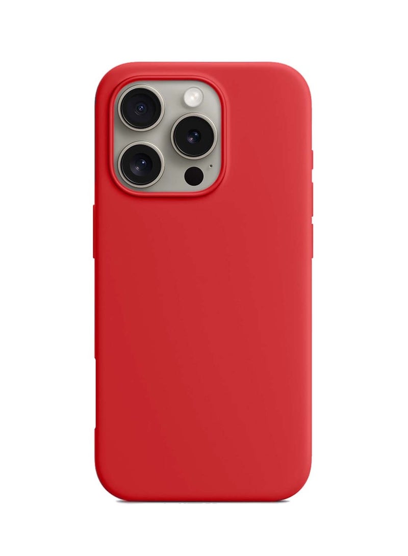 Wtech Apple iPhone 16 Pro 2024 Premium Liquid Silicone Case Cover -  Red - Image 2