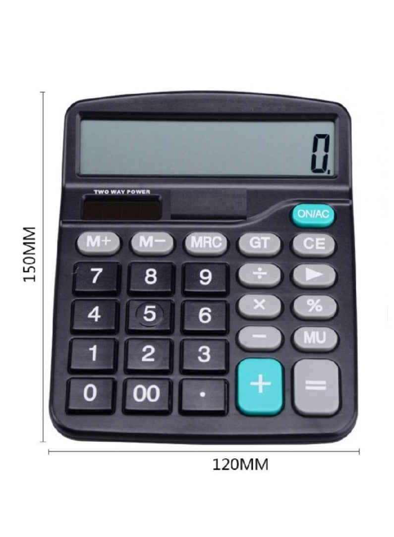 AIWANTO Large Key Buttons 12 Digits Desk Calculator with Calculator For Office School Home (Black-Style-1) - Image 2