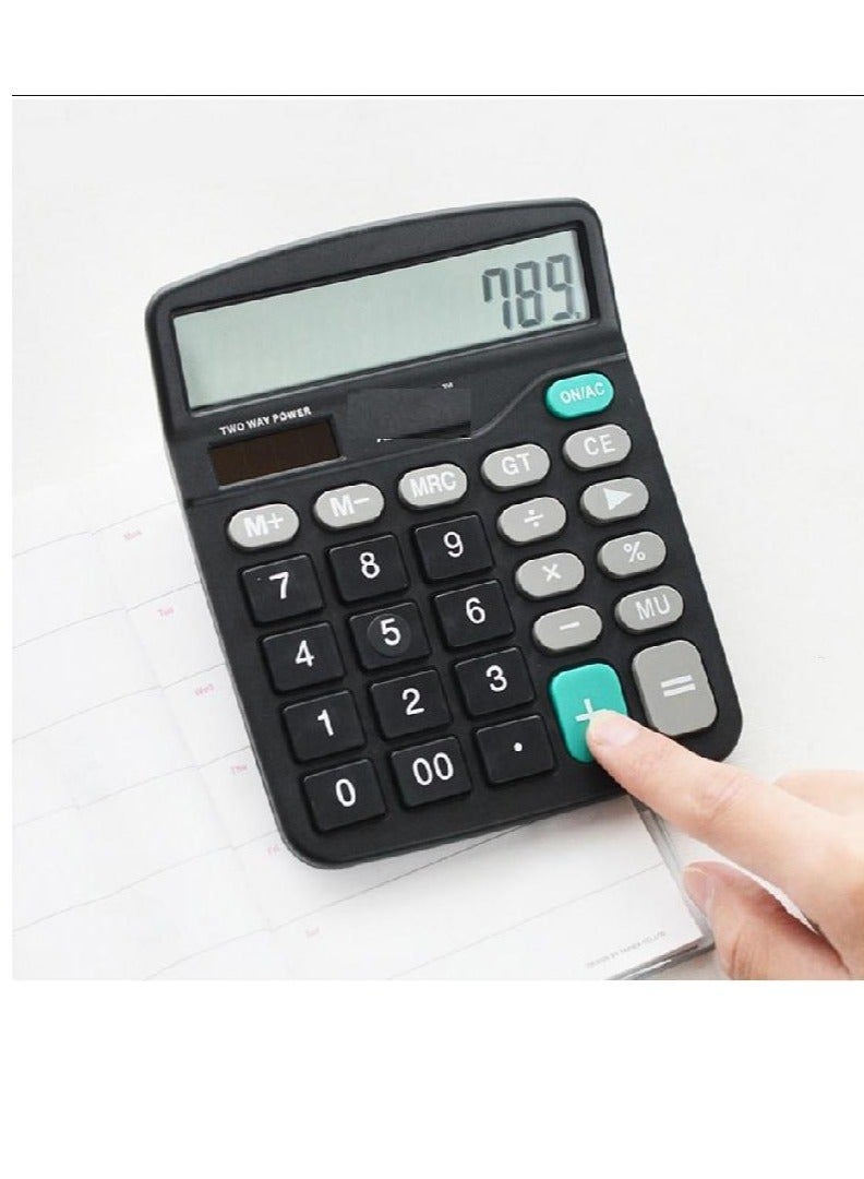 AIWANTO Large Key Buttons 12 Digits Desk Calculator with Calculator For Office School Home (Black-Style-1) - Image 3